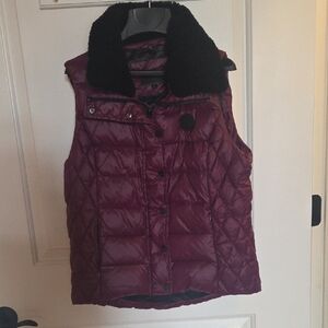 UGG Burgundy Quilted Vest with Black Patch